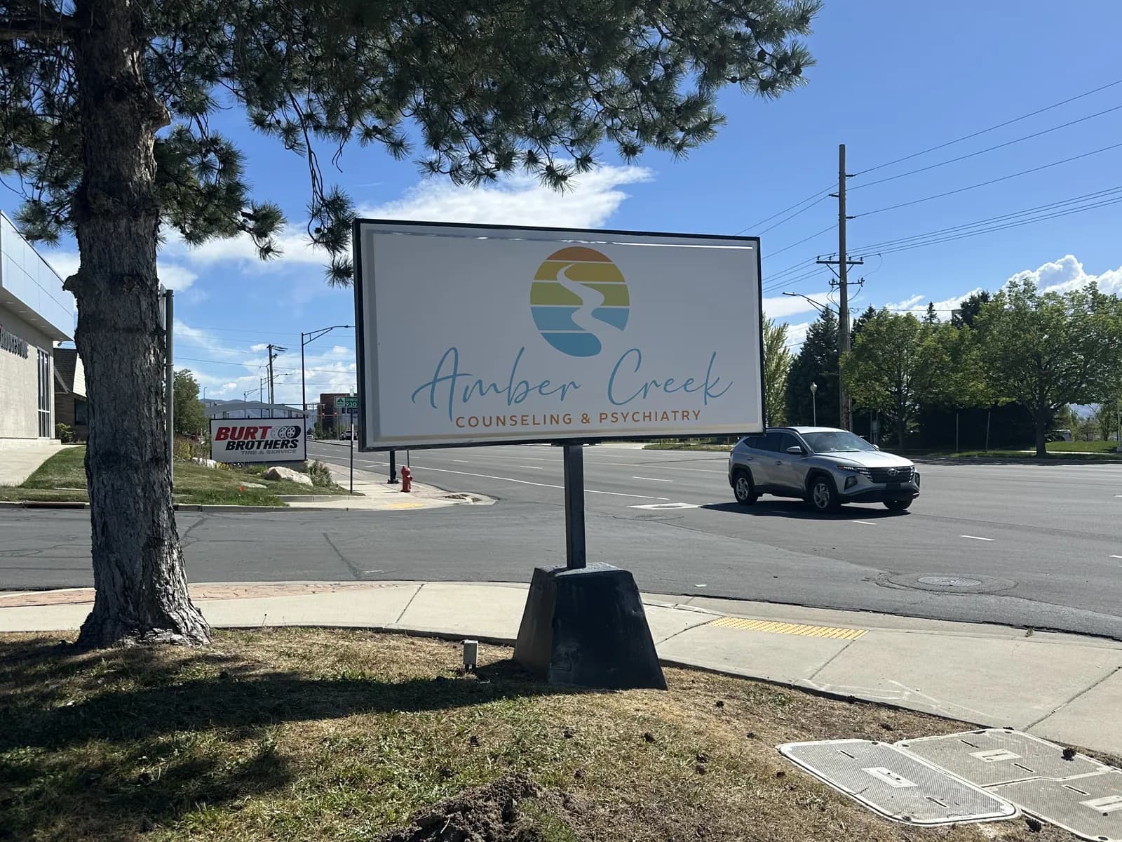Amber Creek Counseling & Psychiatry — Roadside Sign — Double-Sided Roadside Panel Sign