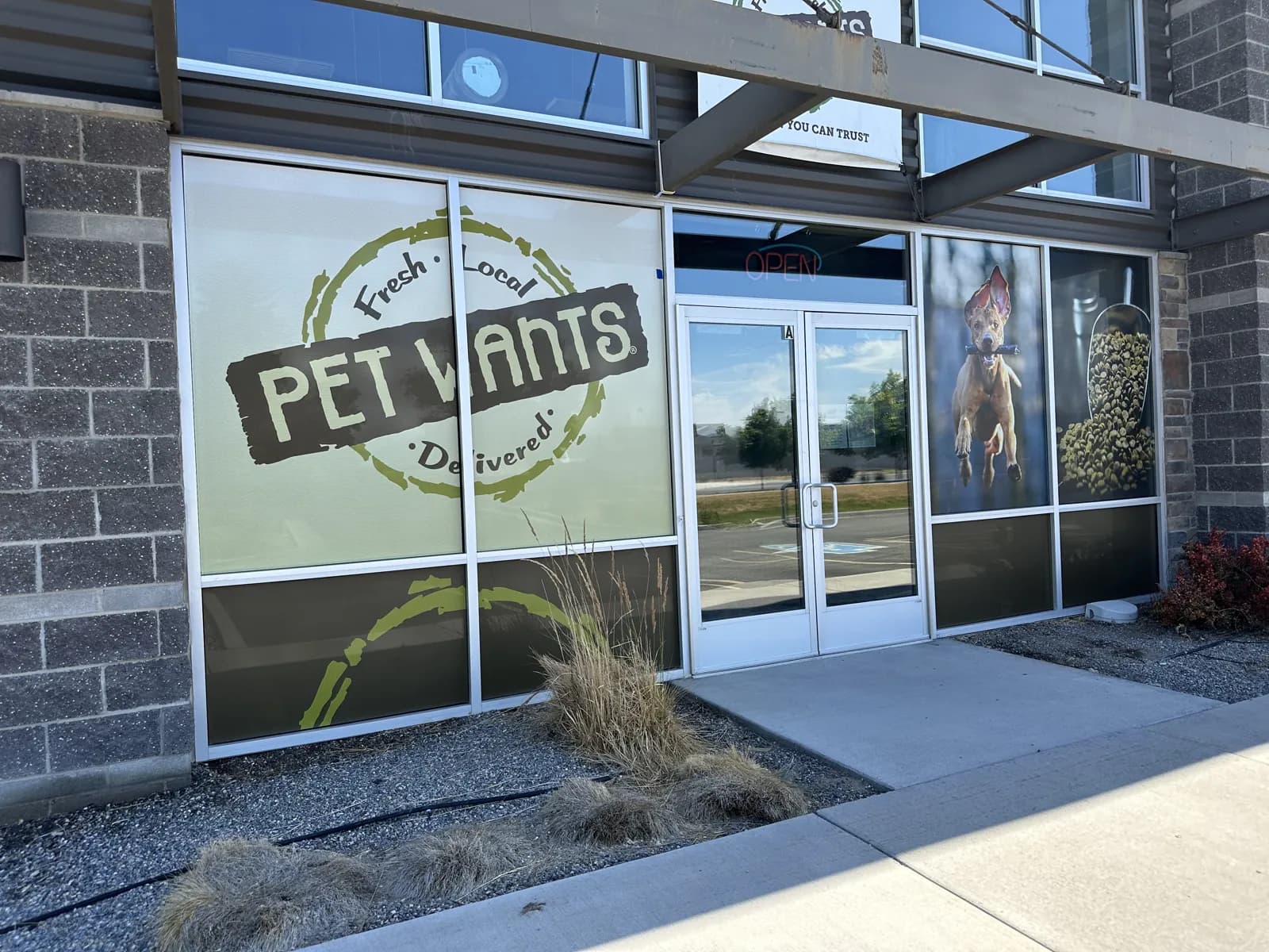 Pet Wants — Full Storefront Window Graphics — Perforated and Printed Window Graphics, Two Stories