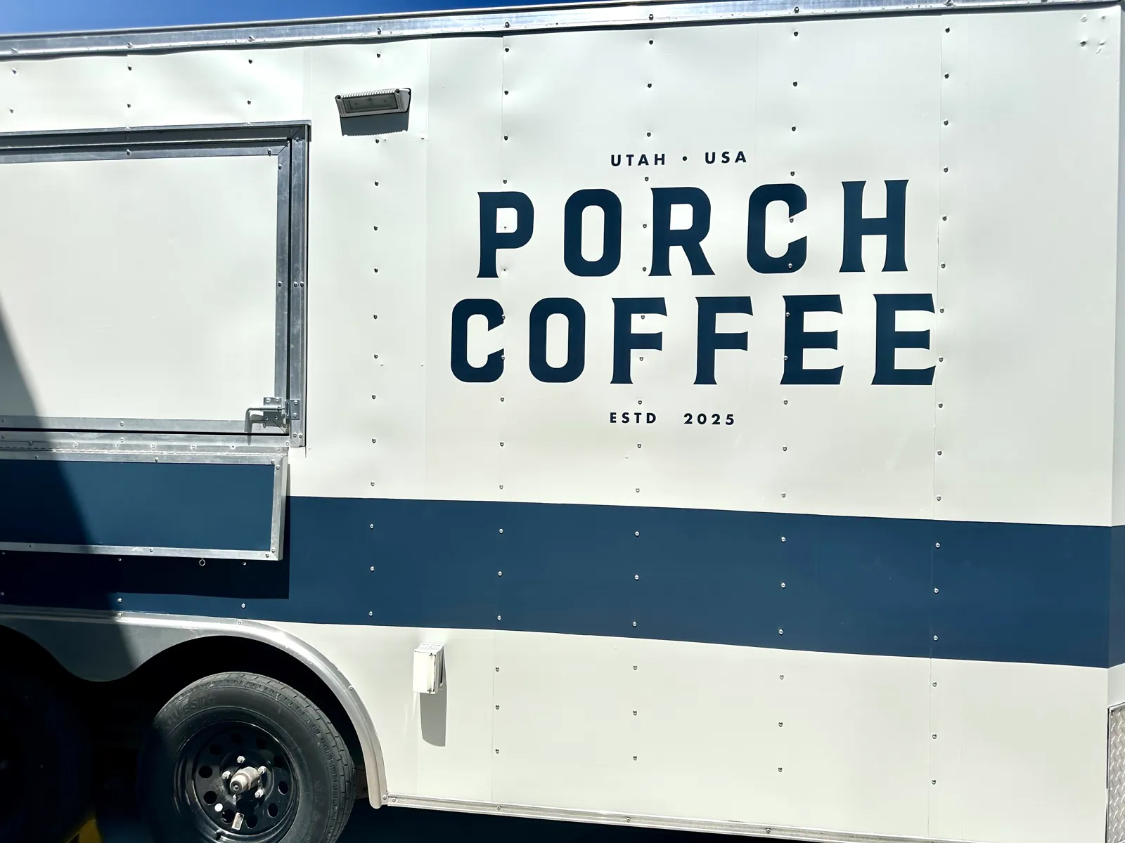 Porch Coffee — Trailer, Storefront & Lobby — Trailer Wrap, Storefront Panel Sign, Dimensional Lobby Letters