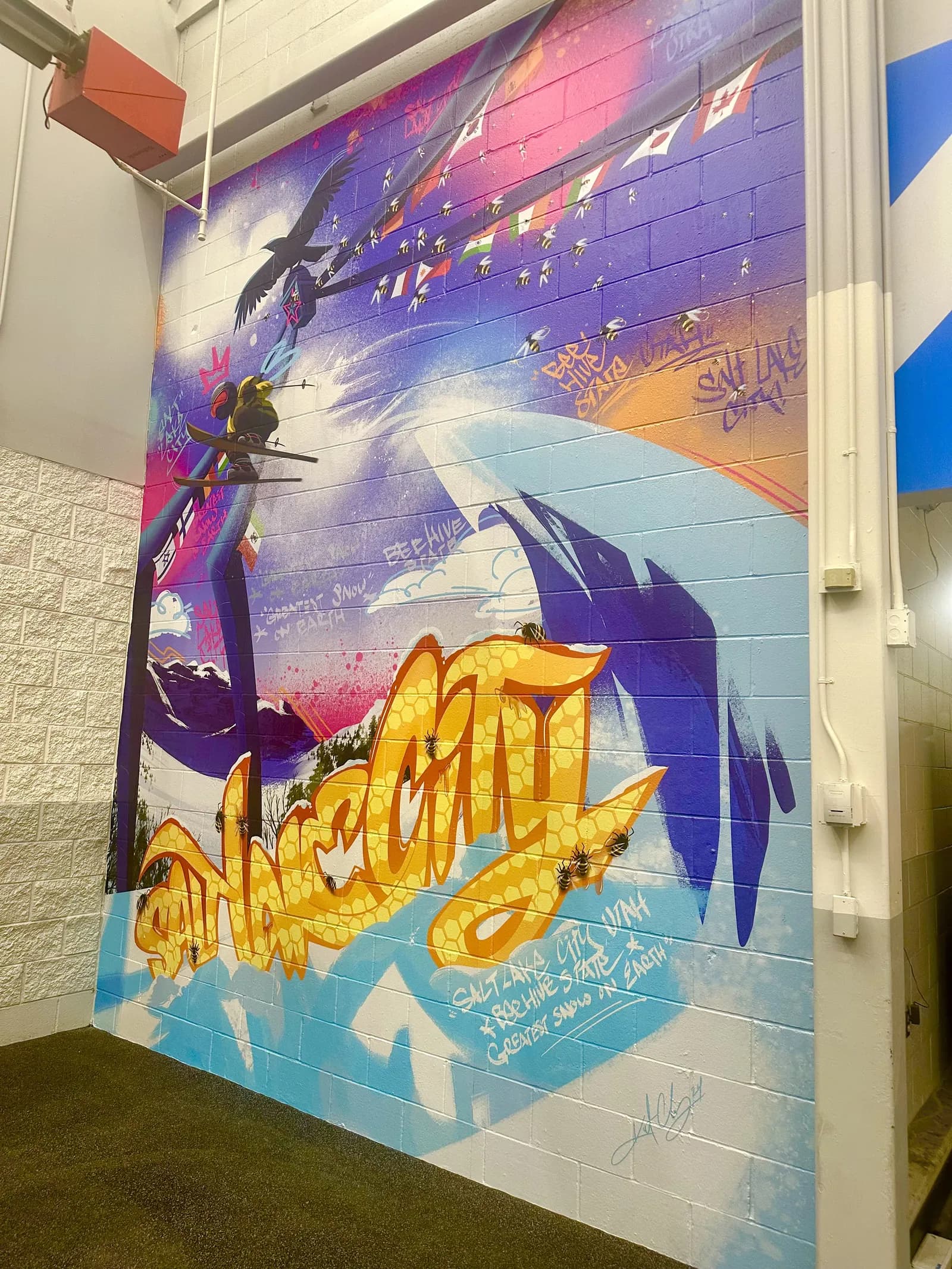 Wake City — Wakeboard Graffiti Mural — Full-Wall Graffiti-Style Printed Mural