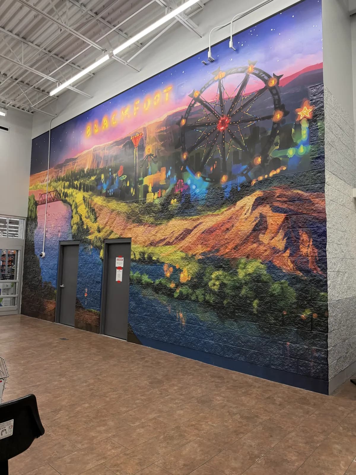 Walmart — Fairgrounds Mural, Blackfoot, Idaho — Printed Wall Mural on Block