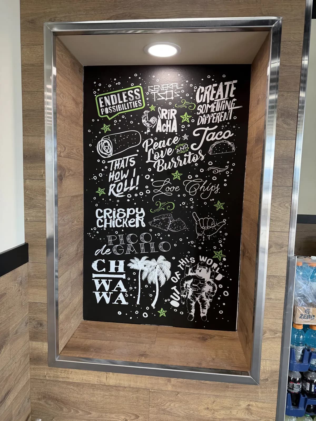 Cafe Rio — Chalk-Style Menu Wall — Printed Chalkboard-Style Wall Graphic, Framed