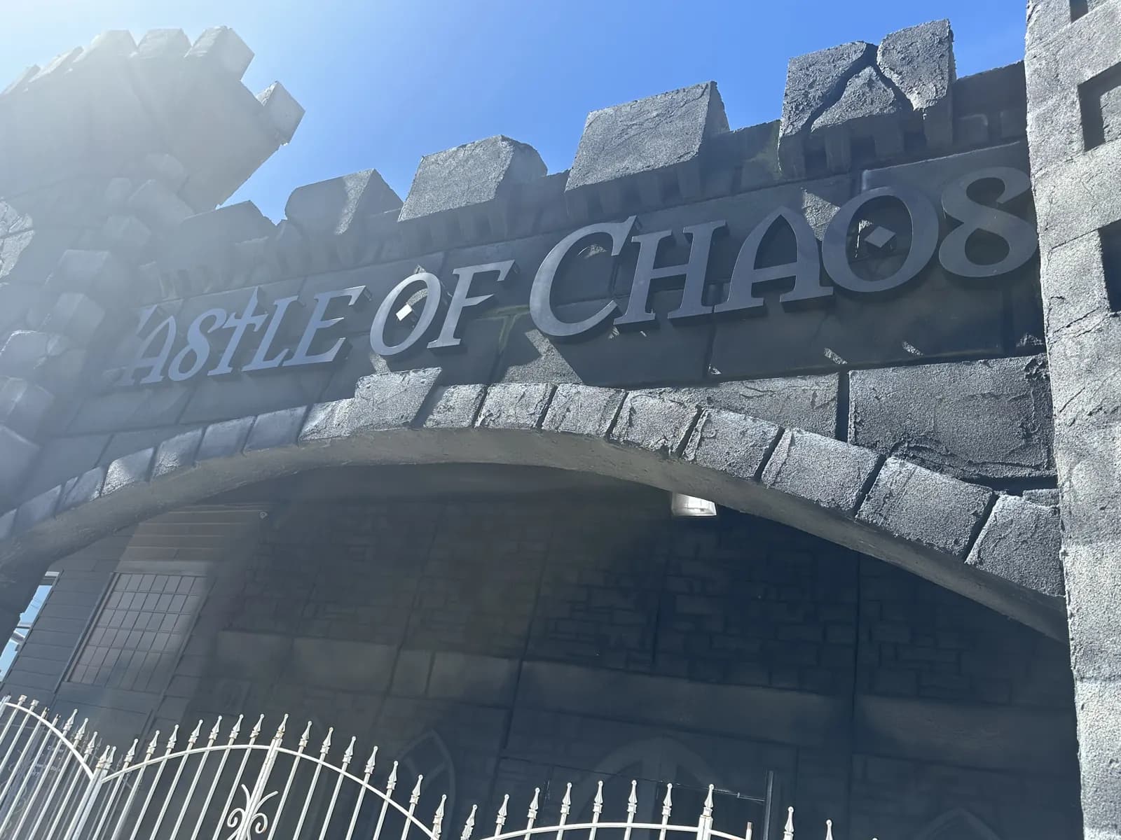 Castle of Chaos — Dimensional Entry Sign — Dimensional Letters on Themed Facade